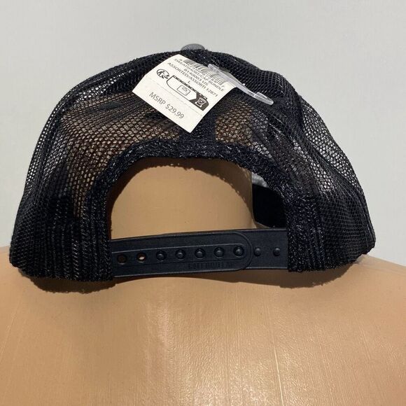 CAT Men's Gray and Black 6 Panel Embroidered Snapback Trucker Hat Adjustable NWT - Picture 5 of 8